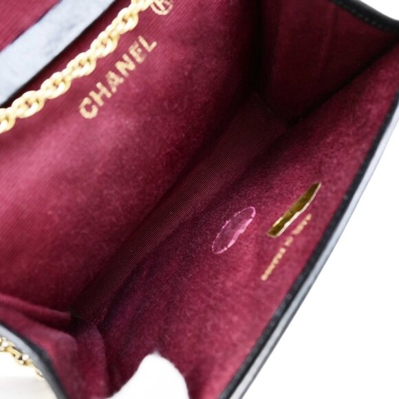 CHANEL CC Logo Mini Matelasse Chain Shoulder Bag Leather Black GHW - Picture 11 of 16